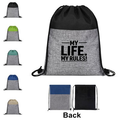Two Tone Heathered Drawstring Backpack