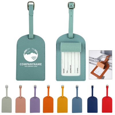 PU Leather Luggage Tag with Privacy Cover Travel Suitcase ID Tag