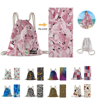 Multi-Functional Microfiber Beach Towel Bag